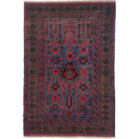 Muslim Prayer Rug 2' 11" x 4' 5" ft / 90 x 135 cm - No. Y39573