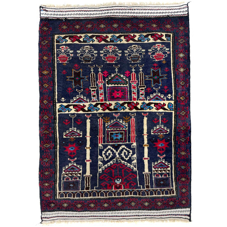 Muslim Prayer Rug 2' 4" x 3' 5" ft / 71 x 105 cm - No. Y39575