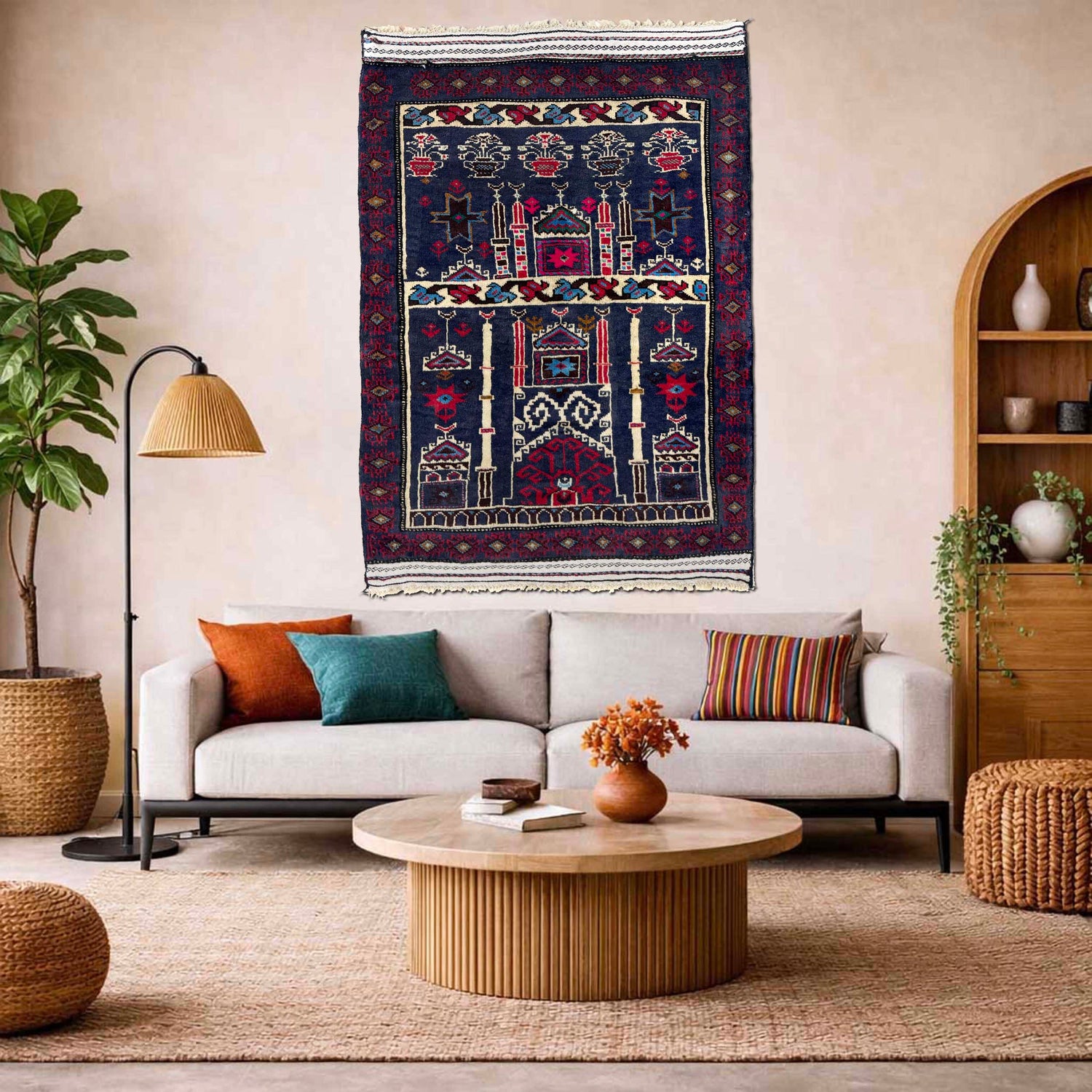Muslim Prayer Rug 2' 4" x 3' 5" ft / 71 x 105 cm - No. Y39575