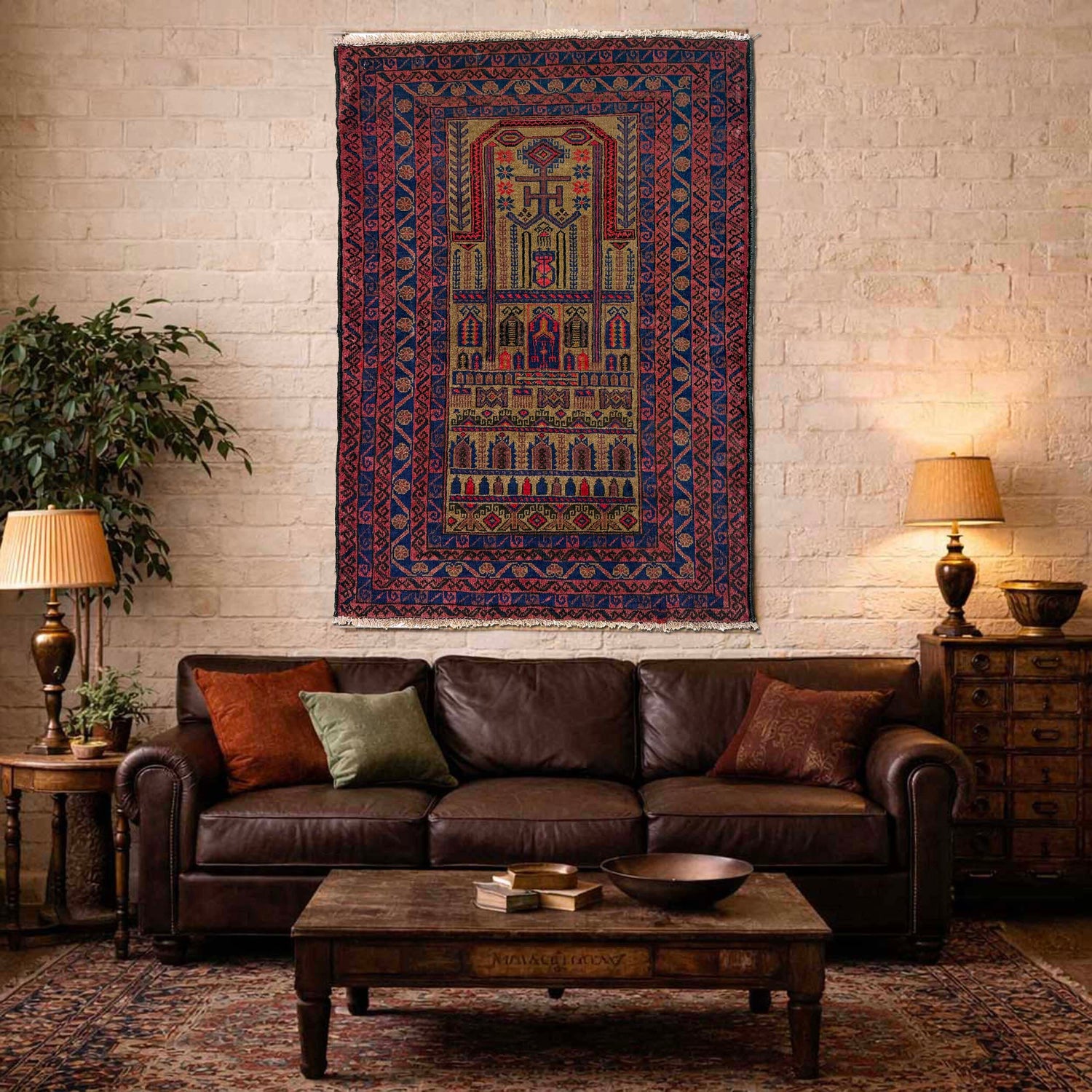 Islamic Prayer Carpet 2' 11" x 3' 9" ft / 88 x 115 cm - No. Y39577