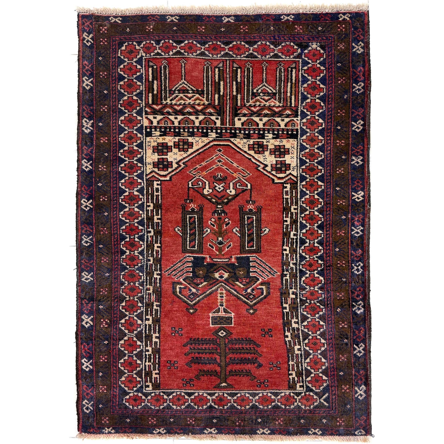 Handmade Prayer Rug 2' 10" x 4' 3" ft / 87 x 130 cm - No. Y39581