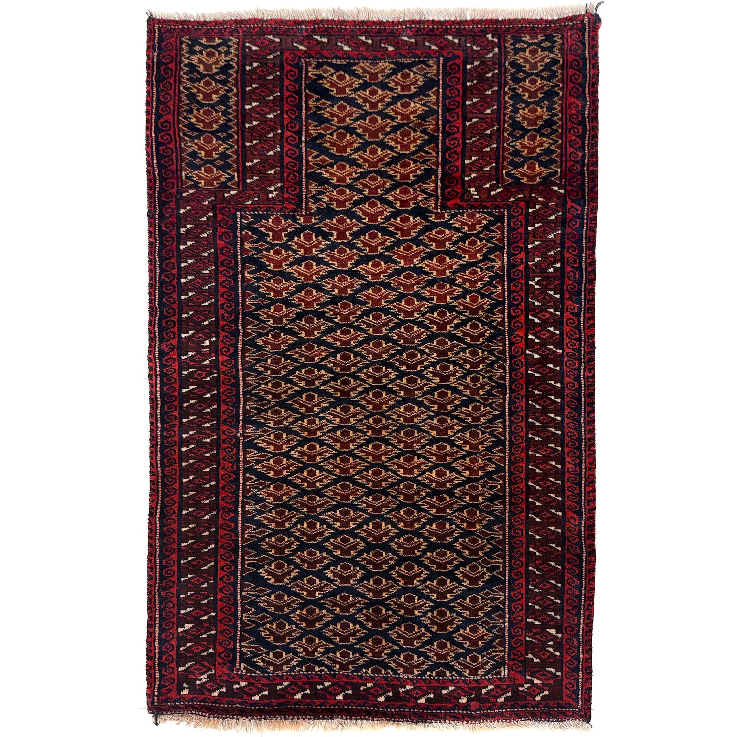 Handmade Prayer Rug 2' 7" x 4' 1" ft / 78 x 125 cm - No. Y39582
