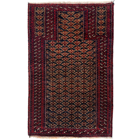 Handmade Prayer Rug 2' 7" x 4' 1" ft / 78 x 125 cm - No. Y39582