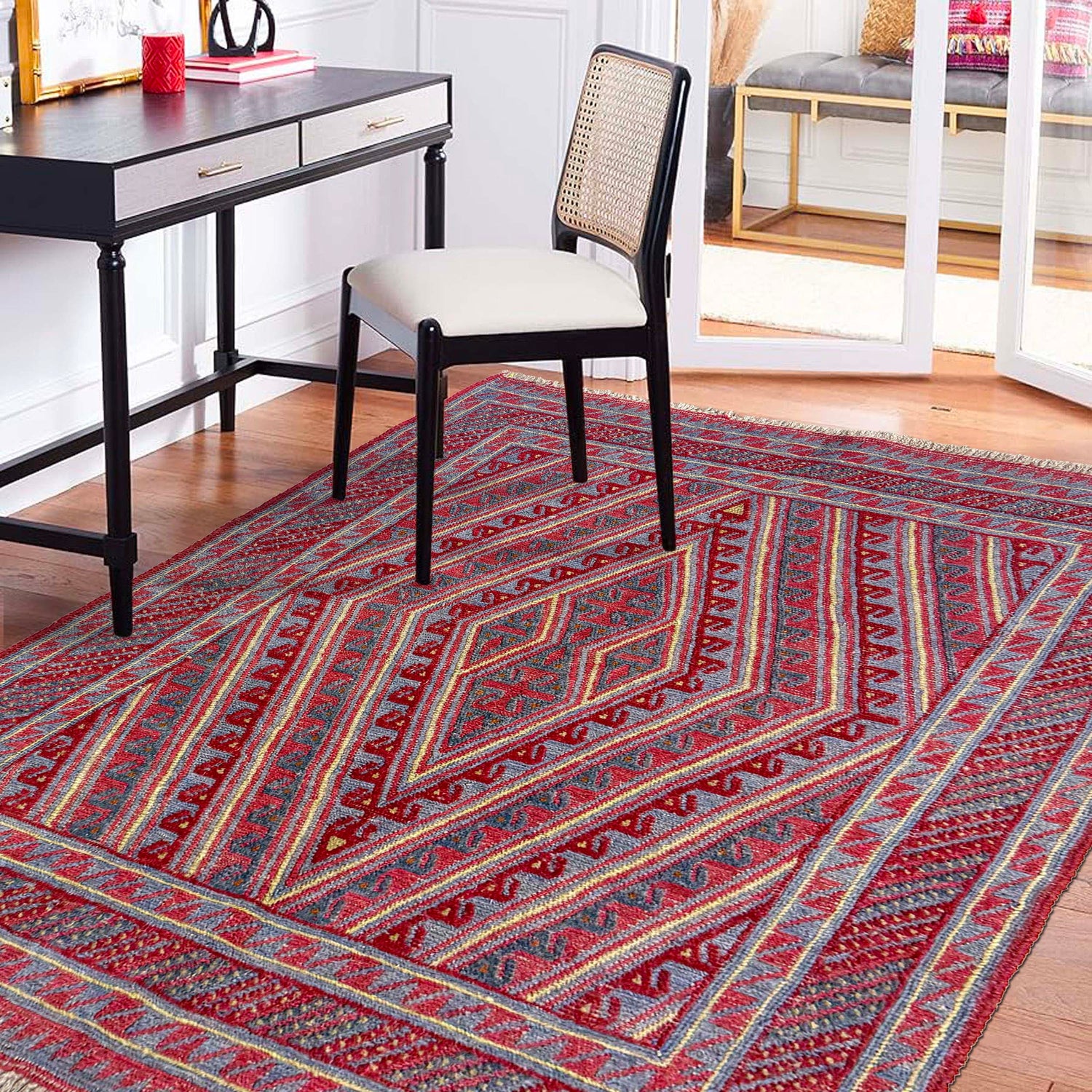 Handmade Mushwani Carpet 3' 7" x 3' 11" ft / 110 x 120 cm - No. Y39585