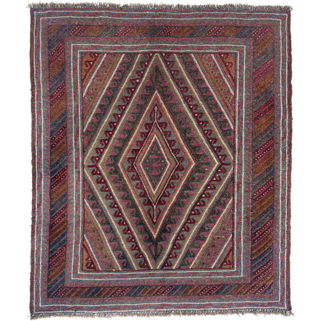 Handmade Afghan Carpet 3' 10" x 4' 4" ft / 117 x 132 cm - No. Y39587