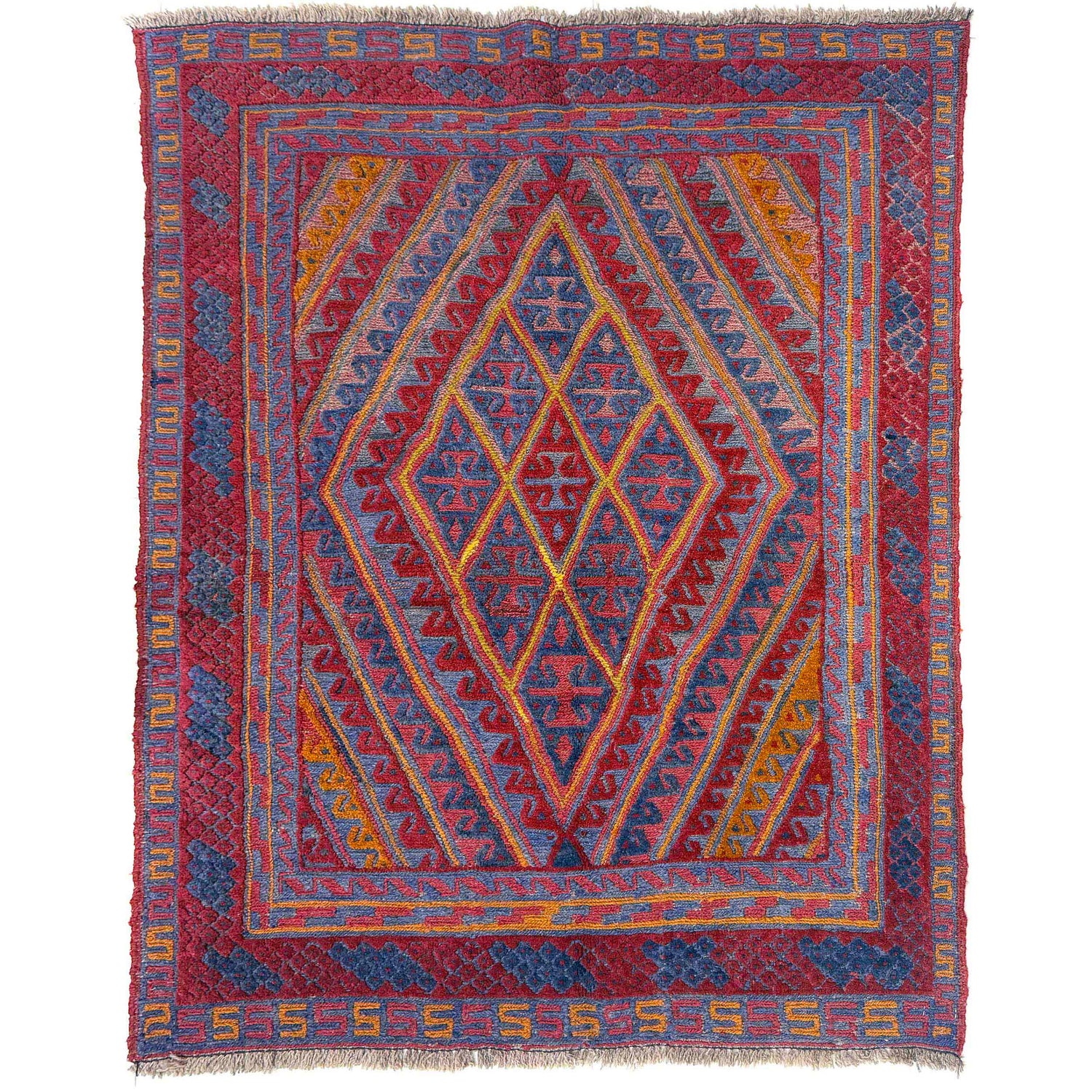 Handmade Afghan Carpet 3' 8" x 4' 2" ft / 112 x 127 cm - No. Y39588