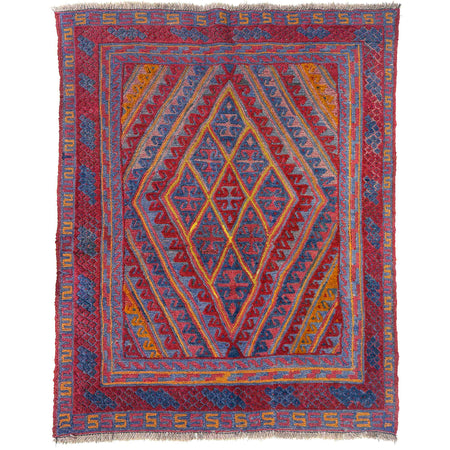 Handmade Afghan Carpet 3' 8" x 4' 2" ft / 112 x 127 cm - No. Y39588