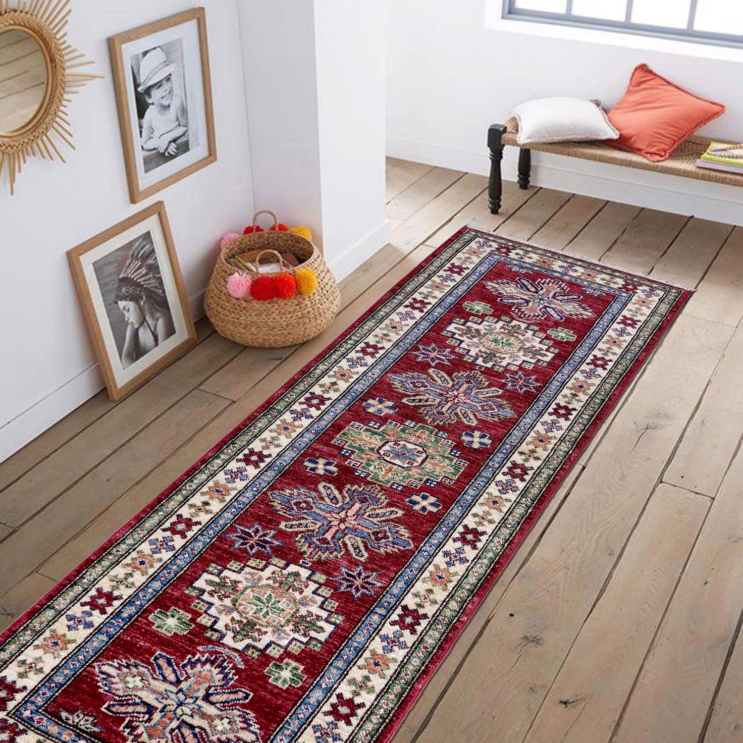 Luxury Fine Kazak Runner Carpet 2' 0" x 5' 9" ft / 62 x 176 cm - No. Y39595