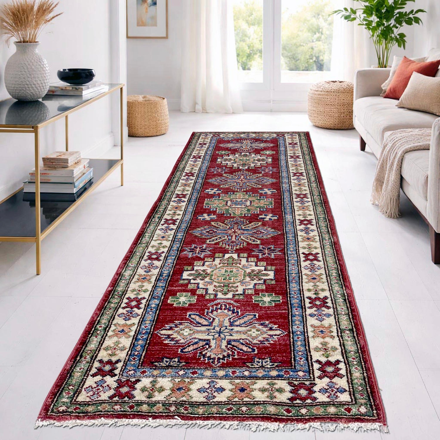 High-Quality Kazak Area Runner Rug 1' 11" x 5' 9" ft / 59 x 175 cm - No. Y39596