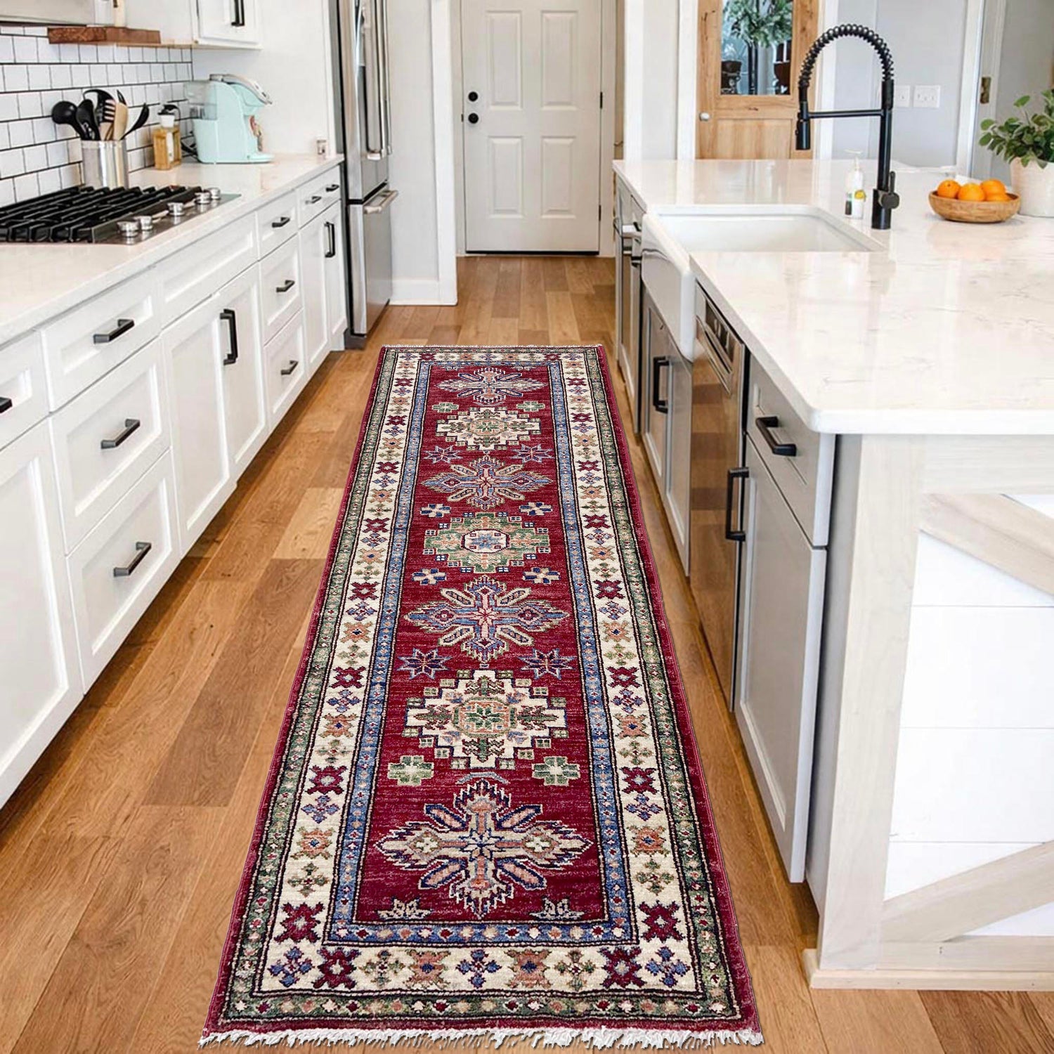 High-Quality Kazak Area Runner Rug 2' 0" x 5' 9" ft / 61 x 176 cm - No. Y39597