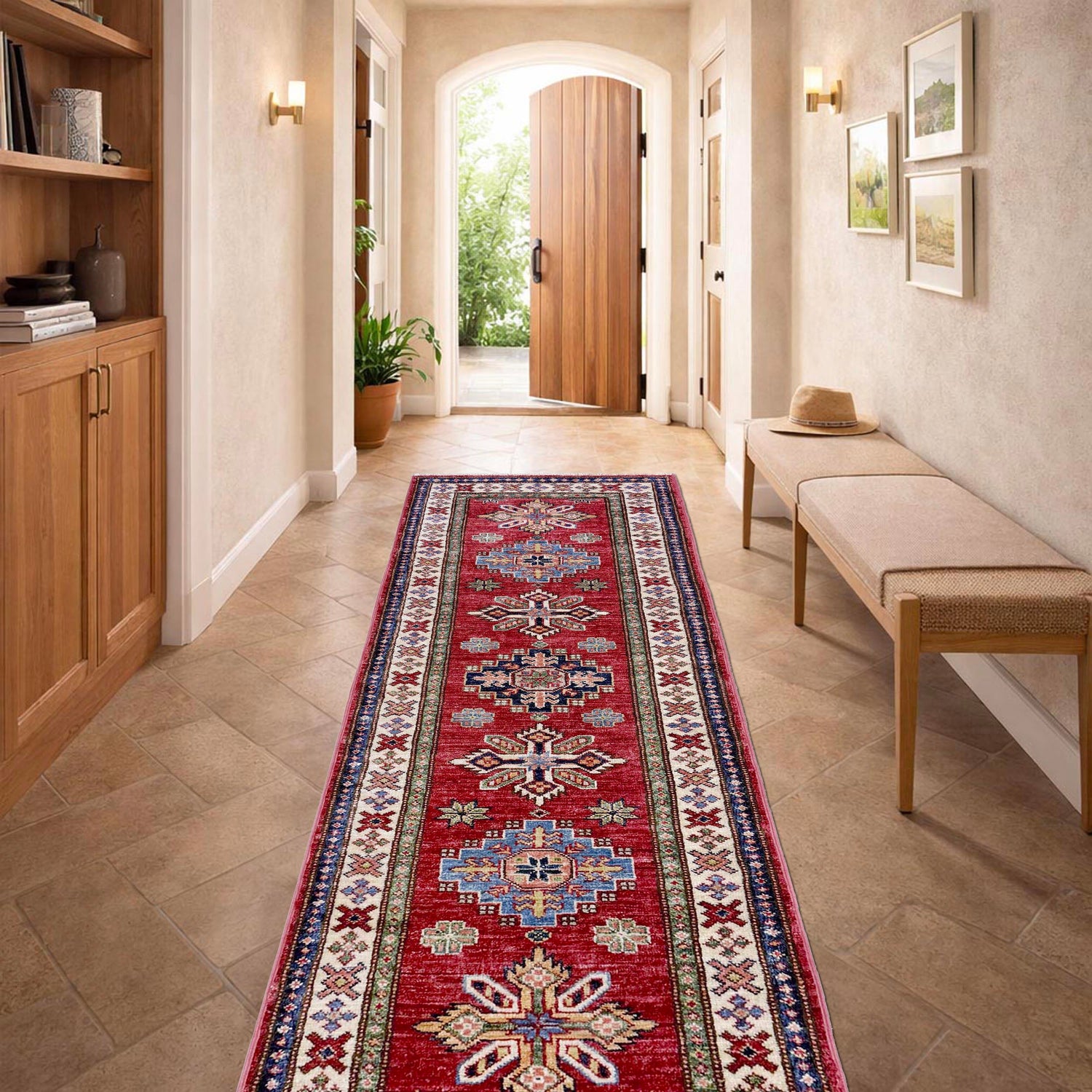 Premium Hand Knotted Kazak Runner Rug 1' 10" x 6' 0" ft / 57 x 182 cm - No. Y39599