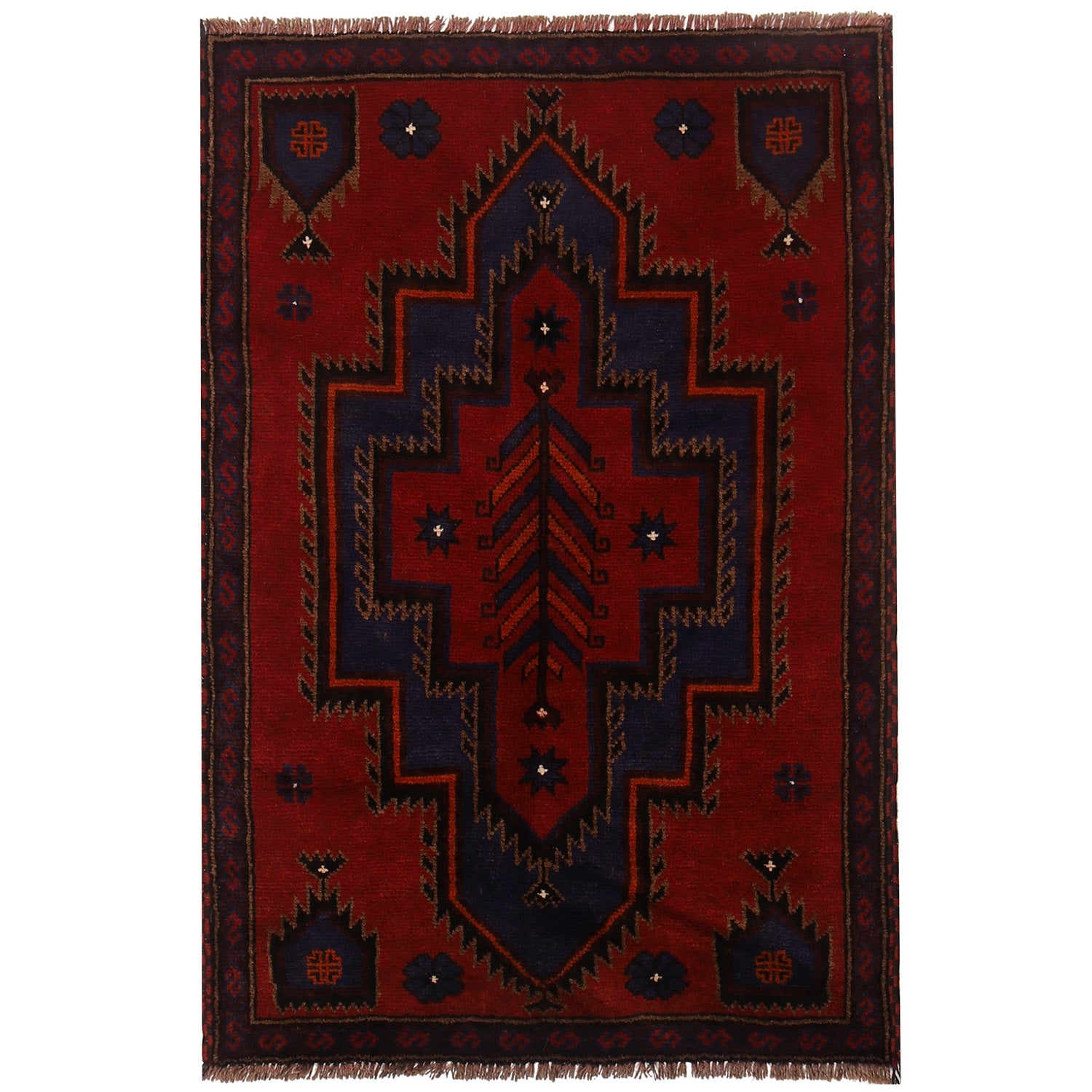Hand Knotted Baluchi Rug 3' 1" x 4' 8" ft / 93 x 143 cm - No. B15661