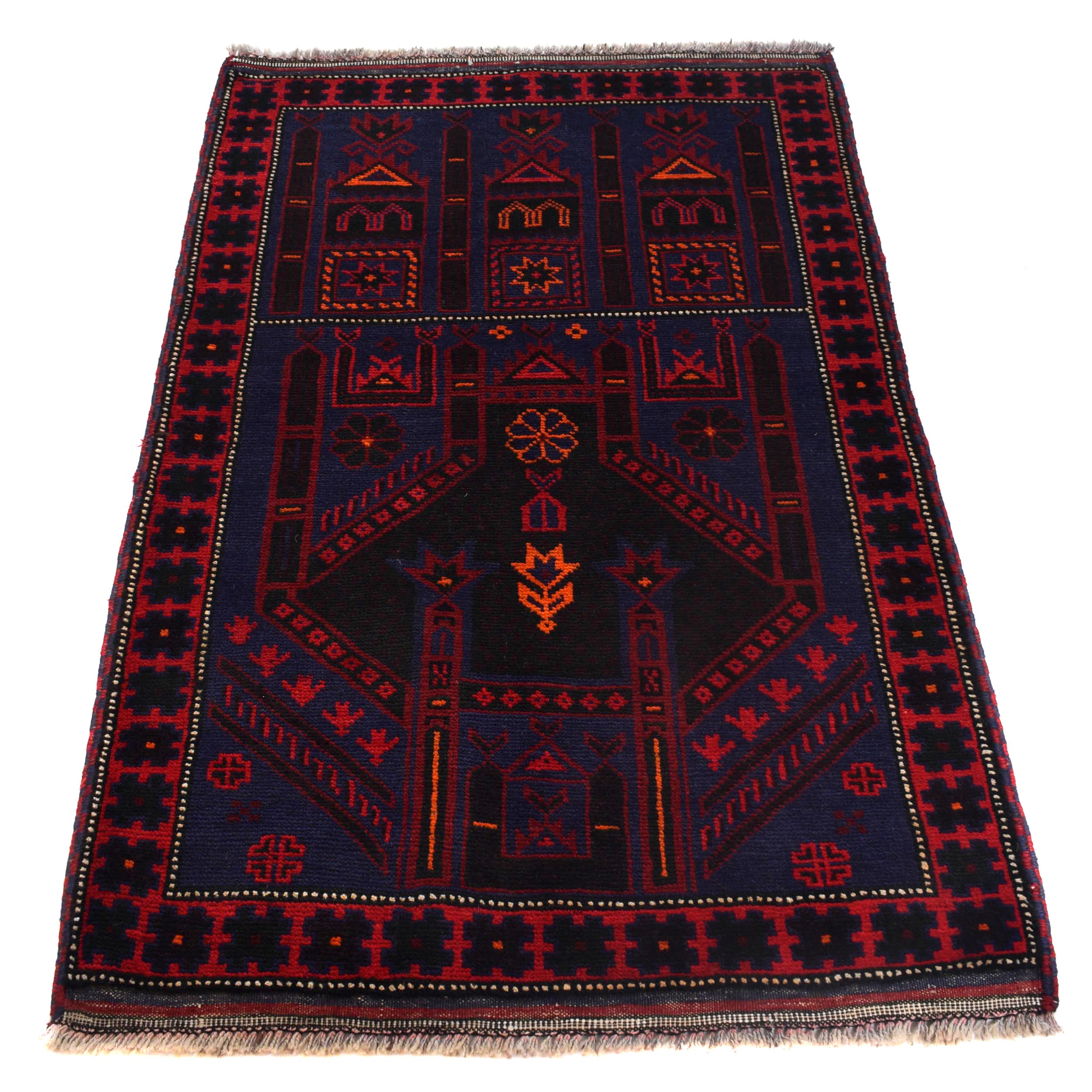Handmade Prayer Rug 3' 0" x 4' 8" ft / 91 x 142 cm - B16040