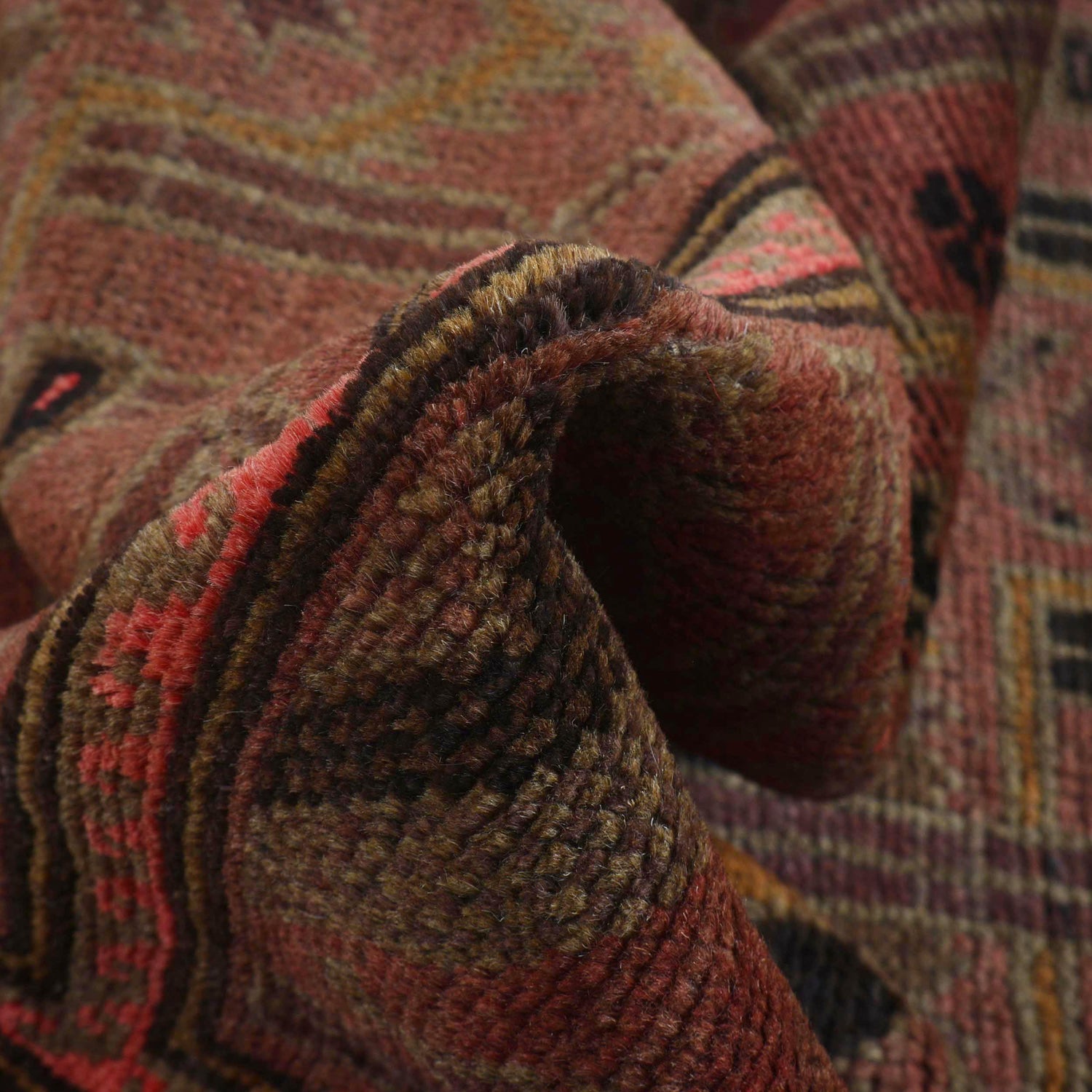 Brown Color Overdyed Area Rug 2' 11" x 4' 4" ft / 90 x 131 cm - No. B16233