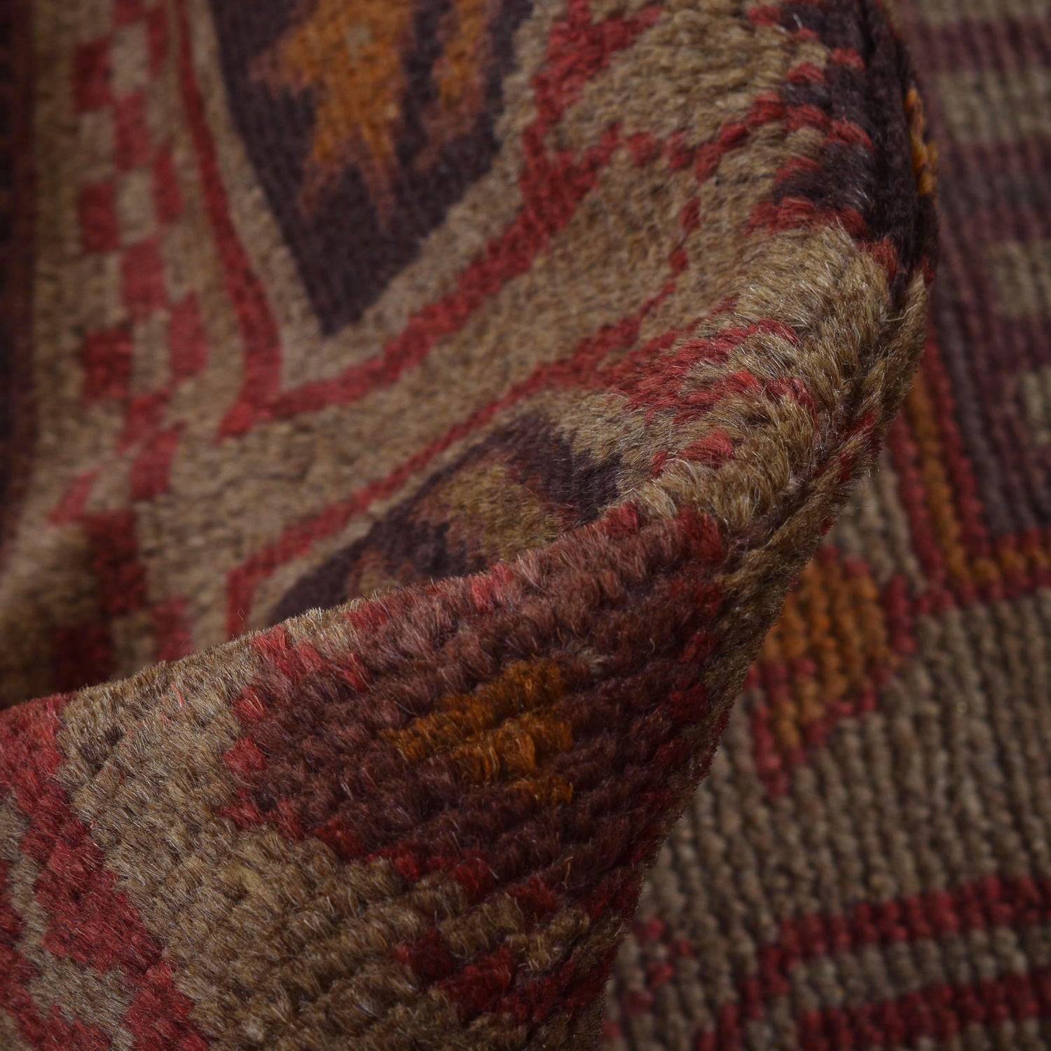 Brown Color Overdyed Area Rug 2' 9" x 4' 9" ft / 85 x 144 cm - No. B16286