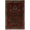 Handmade Prayer Overdye Carpet 2' 9" x 4' 4" ft / 84 x 131 cm - No. B16984