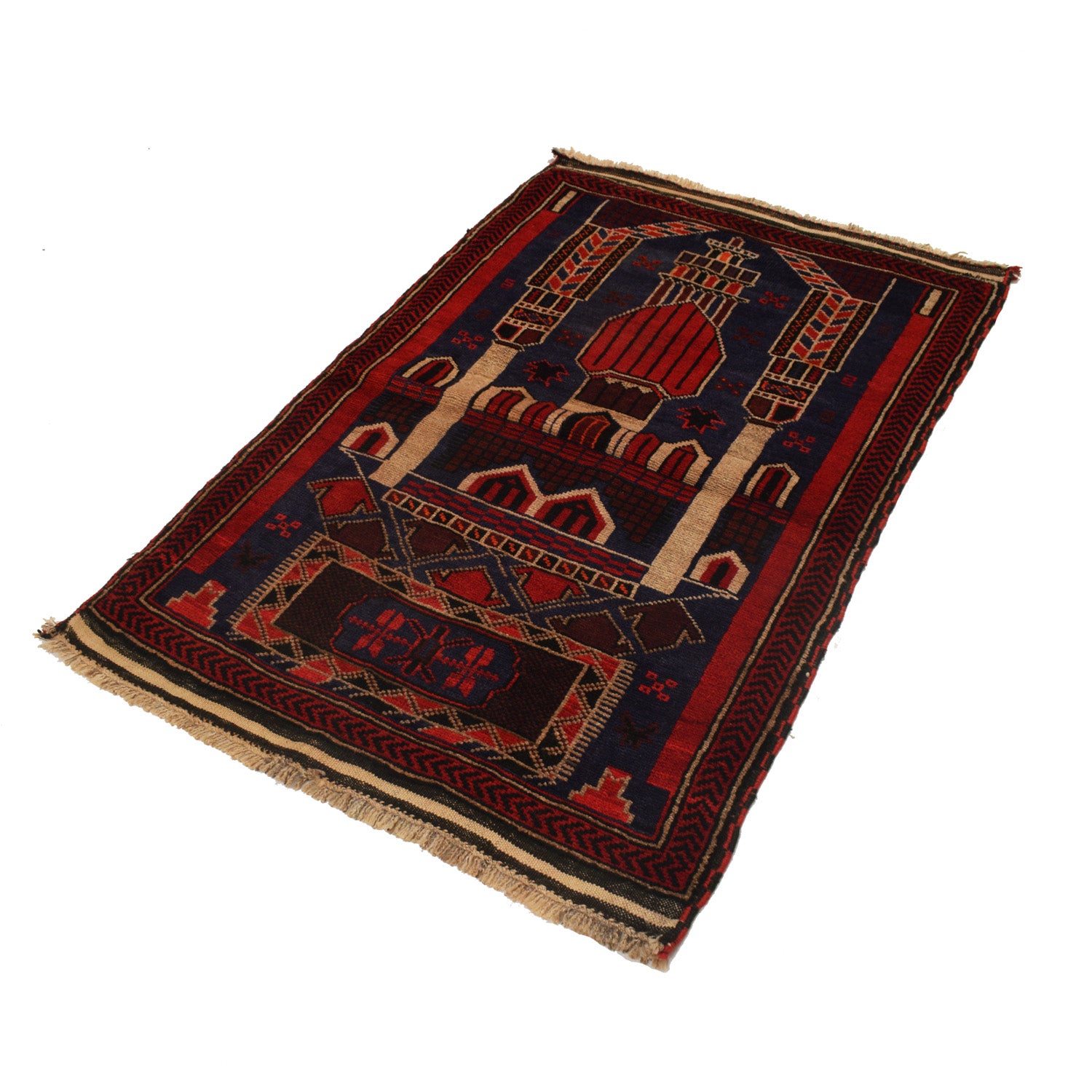 Muslim Prayer Rug 2' 11" x 4' 4" ft / 88 x 131 cm - No. B17000