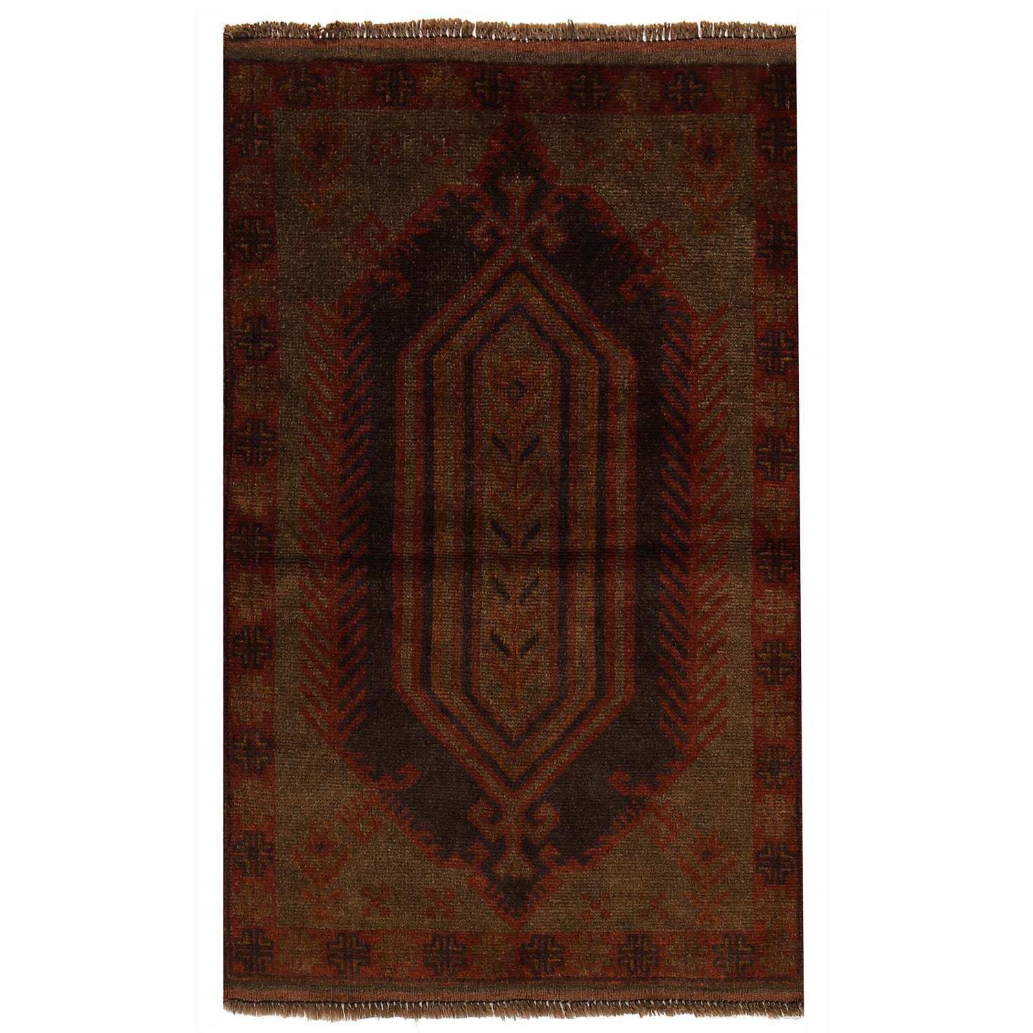 Hand Knotted Overdye Wool Rug 2' 11" x 4' 5" ft / 88 x 135 cm - No. B17037