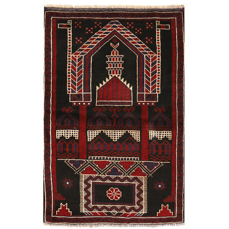 Islamic Prayer Carpet 2' 11" x 4' 5" ft / 88 x 135 cm - B17934