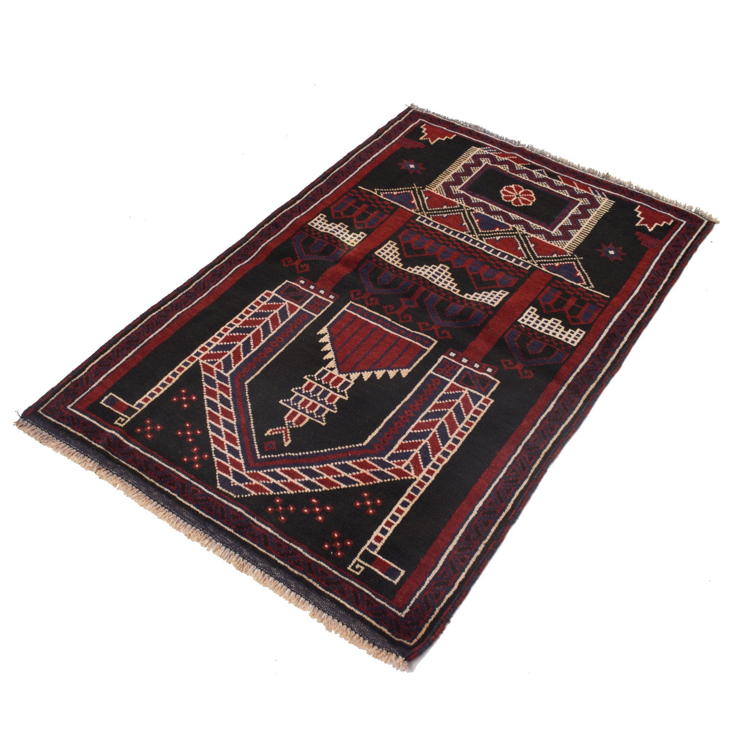 Islamic Prayer Carpet 2' 11" x 4' 5" ft / 88 x 135 cm - B17934