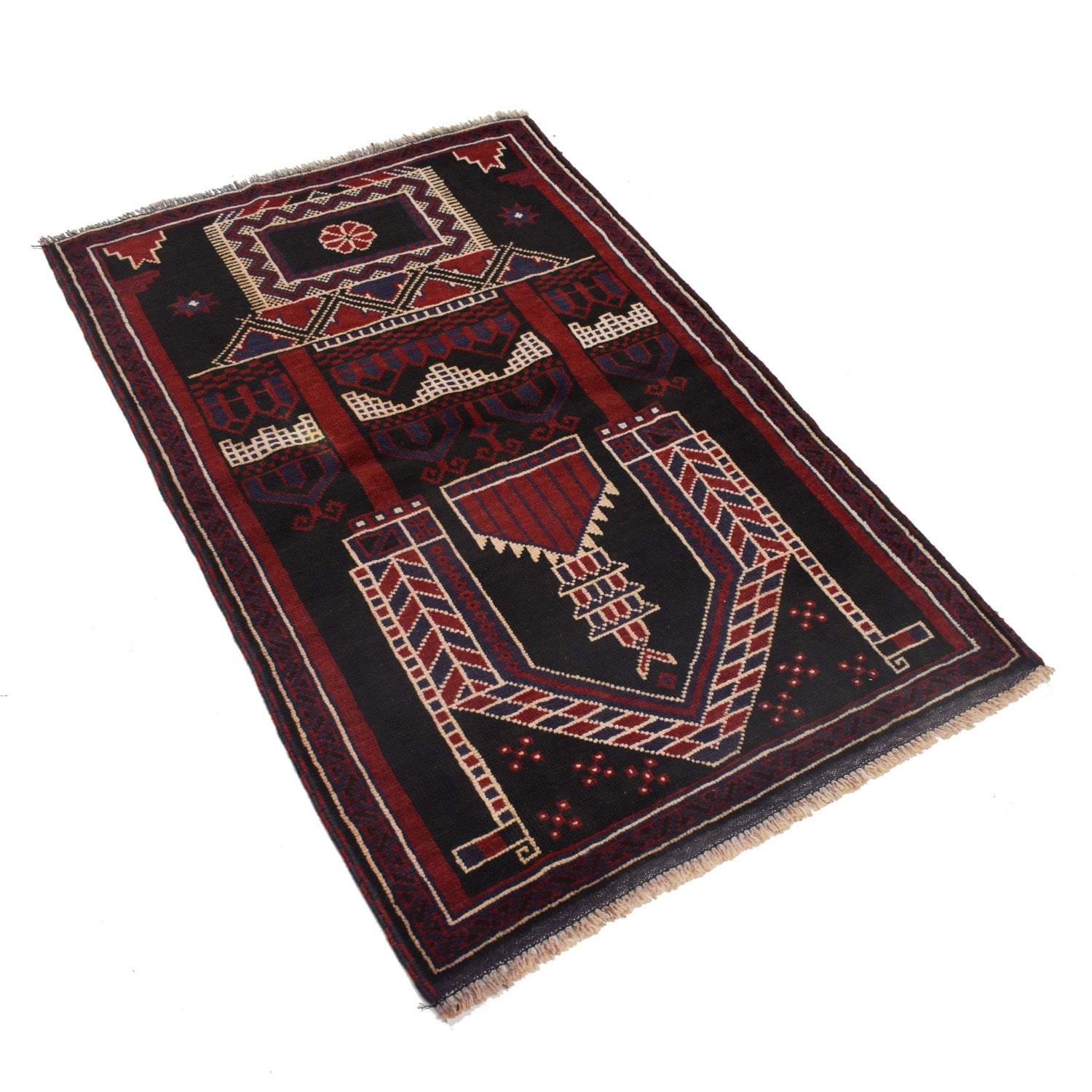 Islamic Prayer Carpet 2' 11" x 4' 5" ft / 88 x 135 cm - B17934