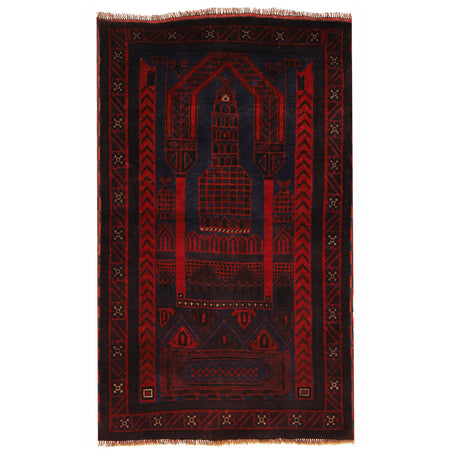 Islamic Prayer Carpet 3' 0" x 4' 8" ft / 92 x 141 cm - B17954
