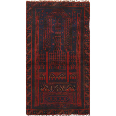 Islamic Prayer Carpet 2' 9" x 5' 0" ft / 85 x 153 cm - B18024