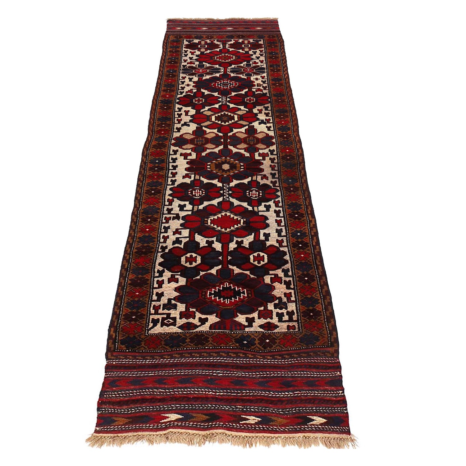 Handmade Barjista Kilim Runner Rug 2' 7" x 11' 8" ft / 80 x 355 cm - No. B18422