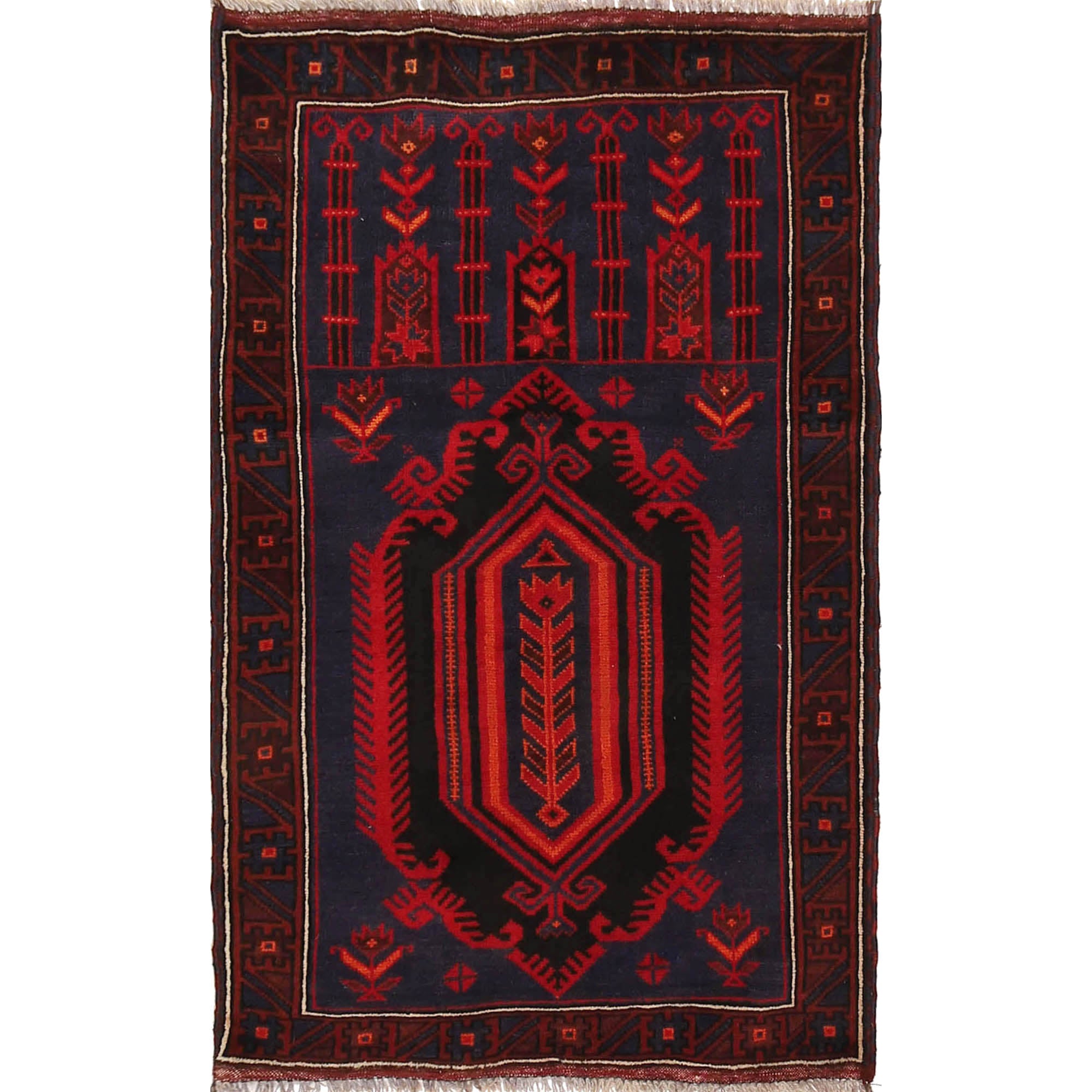 Blue Color Prayer Rug 2' 11" x 4' 7" ft / 89 x 140 cm - B18619