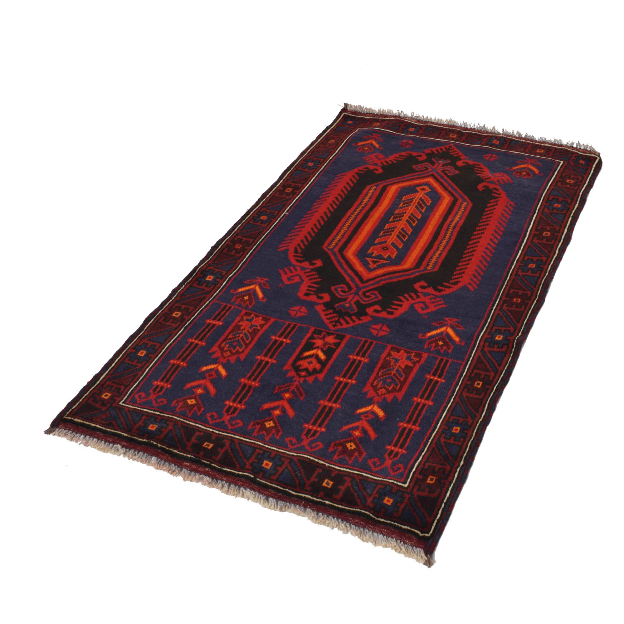 Blue Color Prayer Rug 2' 11" x 4' 7" ft / 89 x 140 cm - B18619