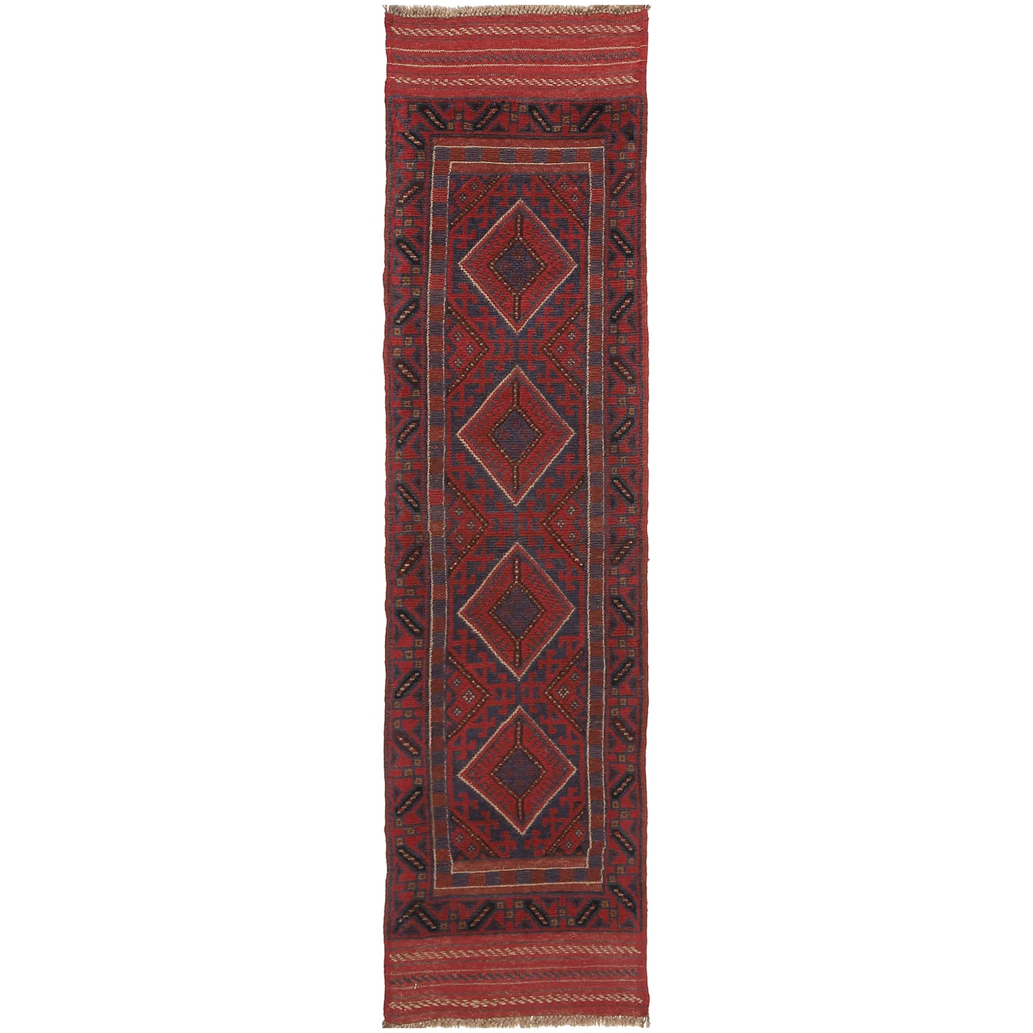 Hand Knotted Mashwani Runner Rug 1' 11" x 7' 11" ft / 58 x 242 cm - No. B18748