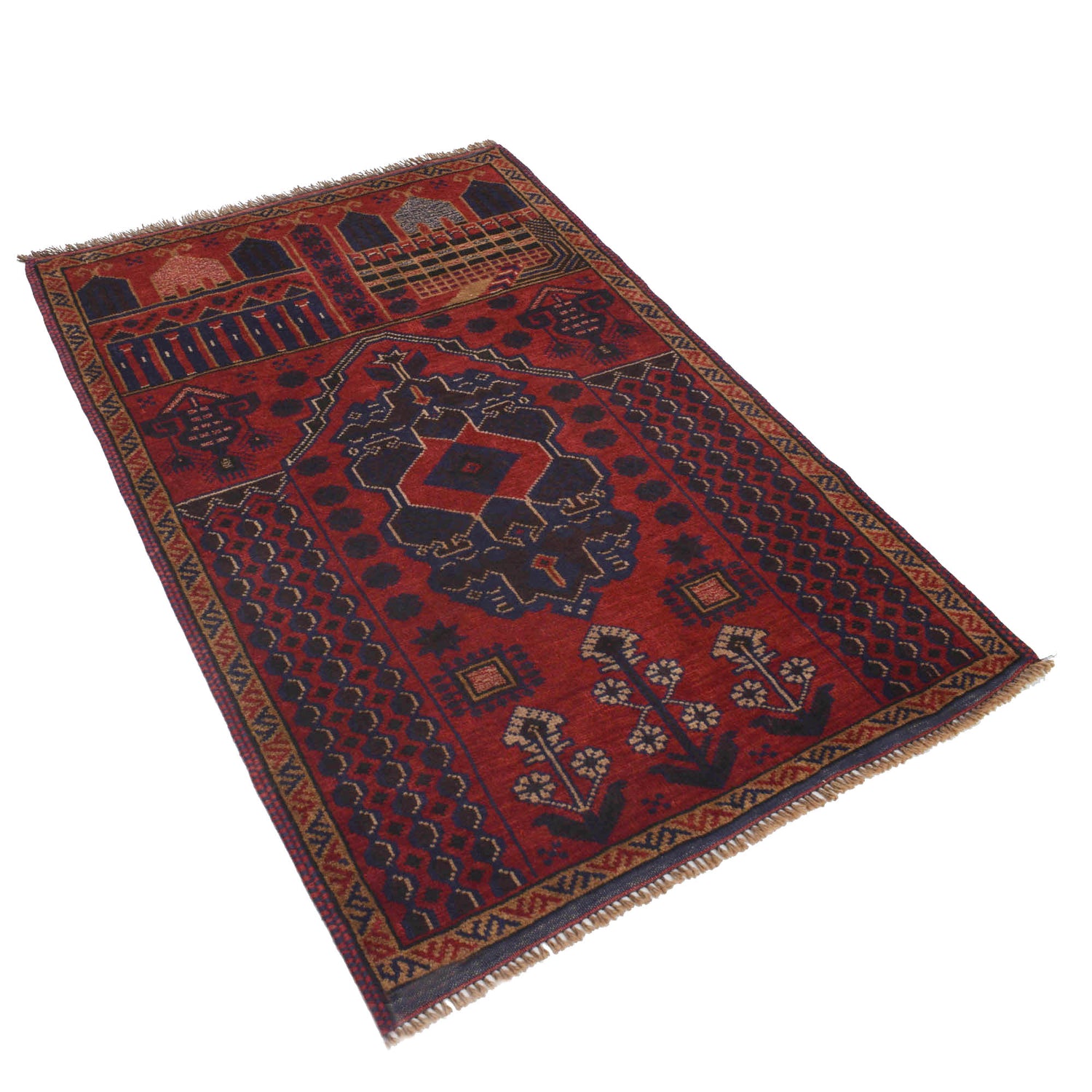 Muslim Prayer Rug 3' 1" x 4' 8" ft / 95 x 143 cm - B18773