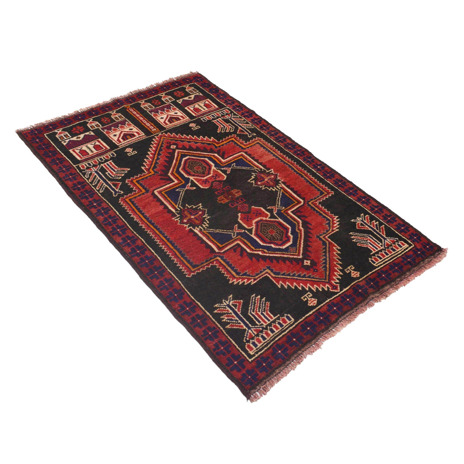 Muslim Prayer Rug 2' 11" x 4' 10" ft / 90 x 147 cm - B18774