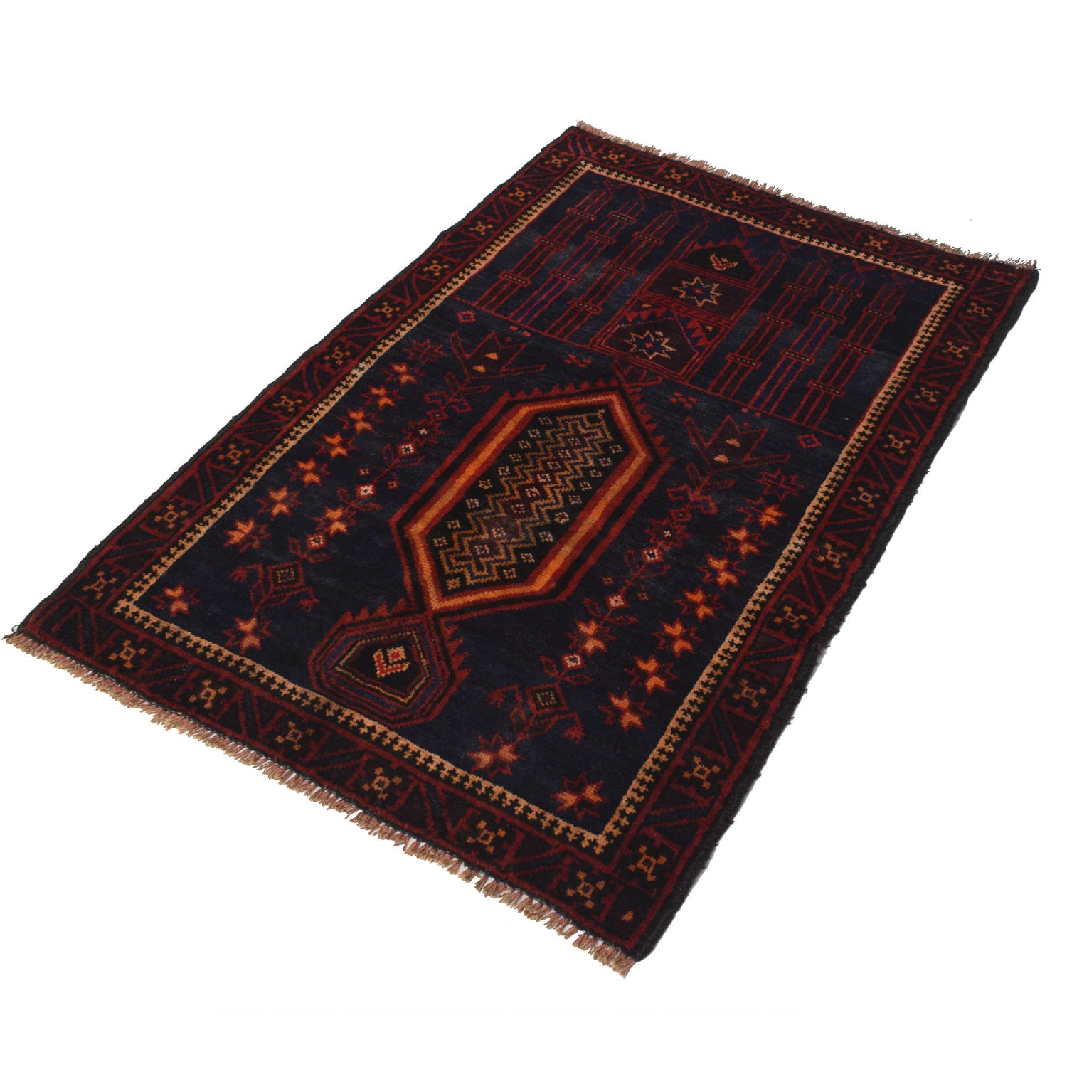 Muslim Prayer Rug 3' 1" x 4' 5" ft / 94 x 134 cm - B18863