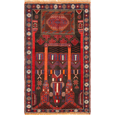 Muslim Prayer Rug 2' 9" x 4' 6" ft / 83 x 138 cm - B18864