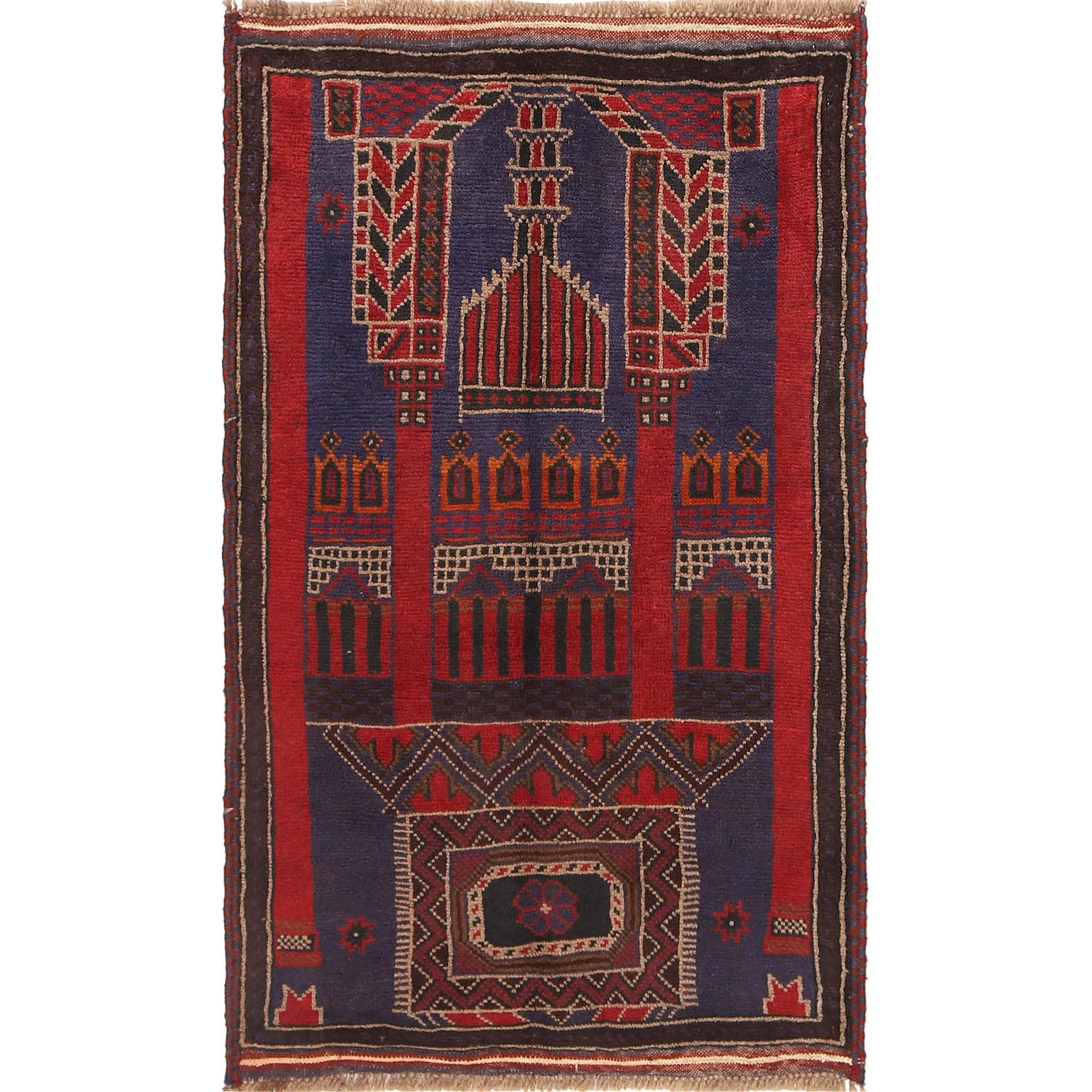 Muslim Prayer Rug 2' 8" x 4' 6" ft / 81 x 136 cm - B18910