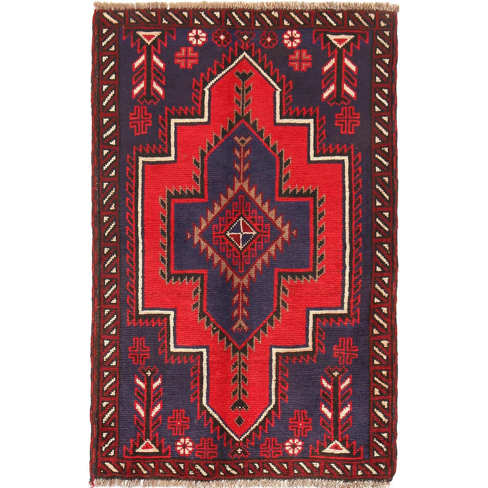 Handmade Balochi Carpet 2' 11" x 4' 6" ft / 89 x 136 cm - No. B18911
