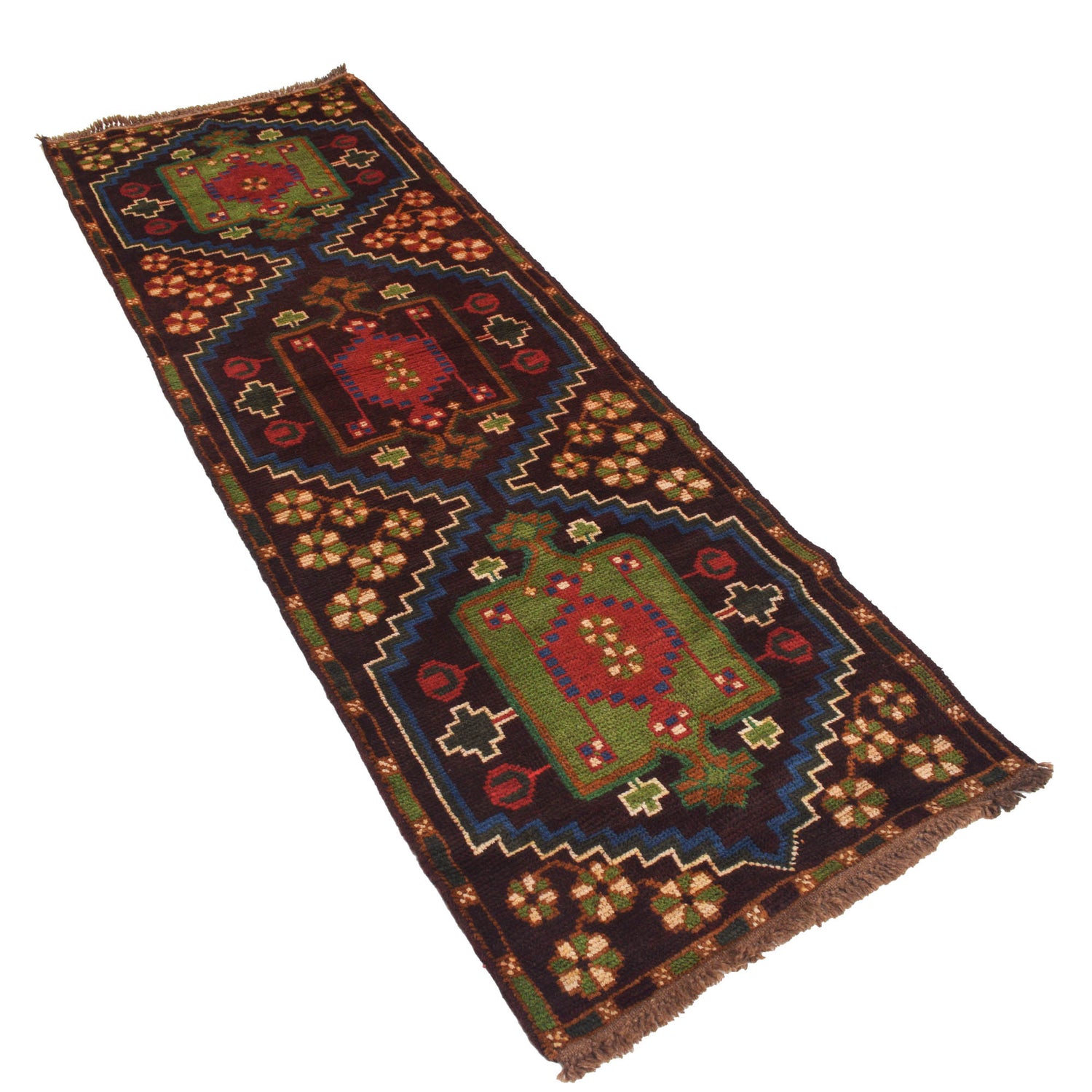 Authentic Tribal Baluchi Runner 2' 4" x 7' 1" ft / 72 x215 cm - No. B19273
