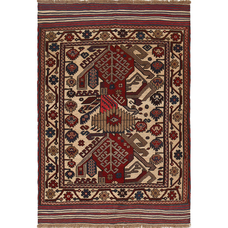 Handmade Barjista Kilim Rug 4' 2" x 6' 1" ft / 126 x 185 cm - No. B19291