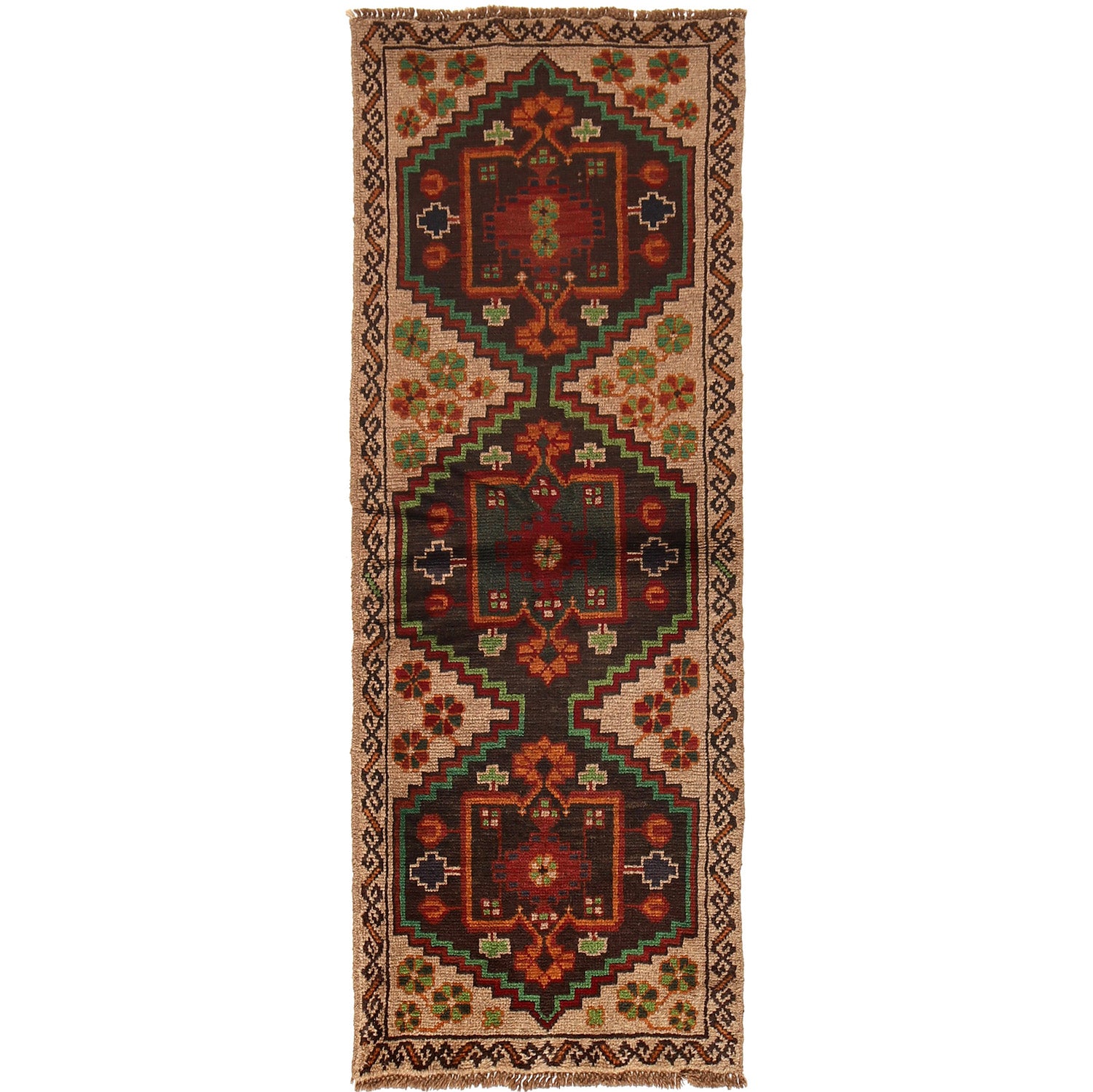 Traditional Handwoven Baluch Runner 2' 4" x 6' 10" ft / 72 x 209 cm - No. B19295