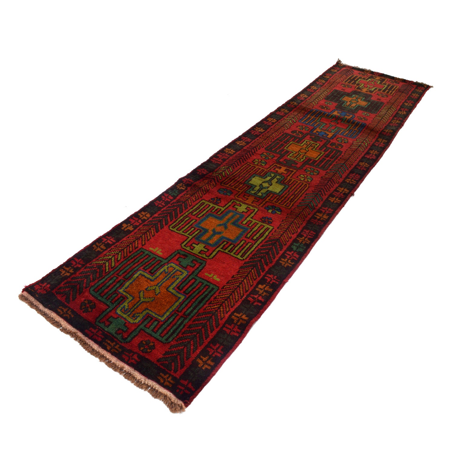 Hand-Knotted Baluchi Runner Rug 2' 7" x 10' 1" ft / 80 x 307 cm - No. B19300