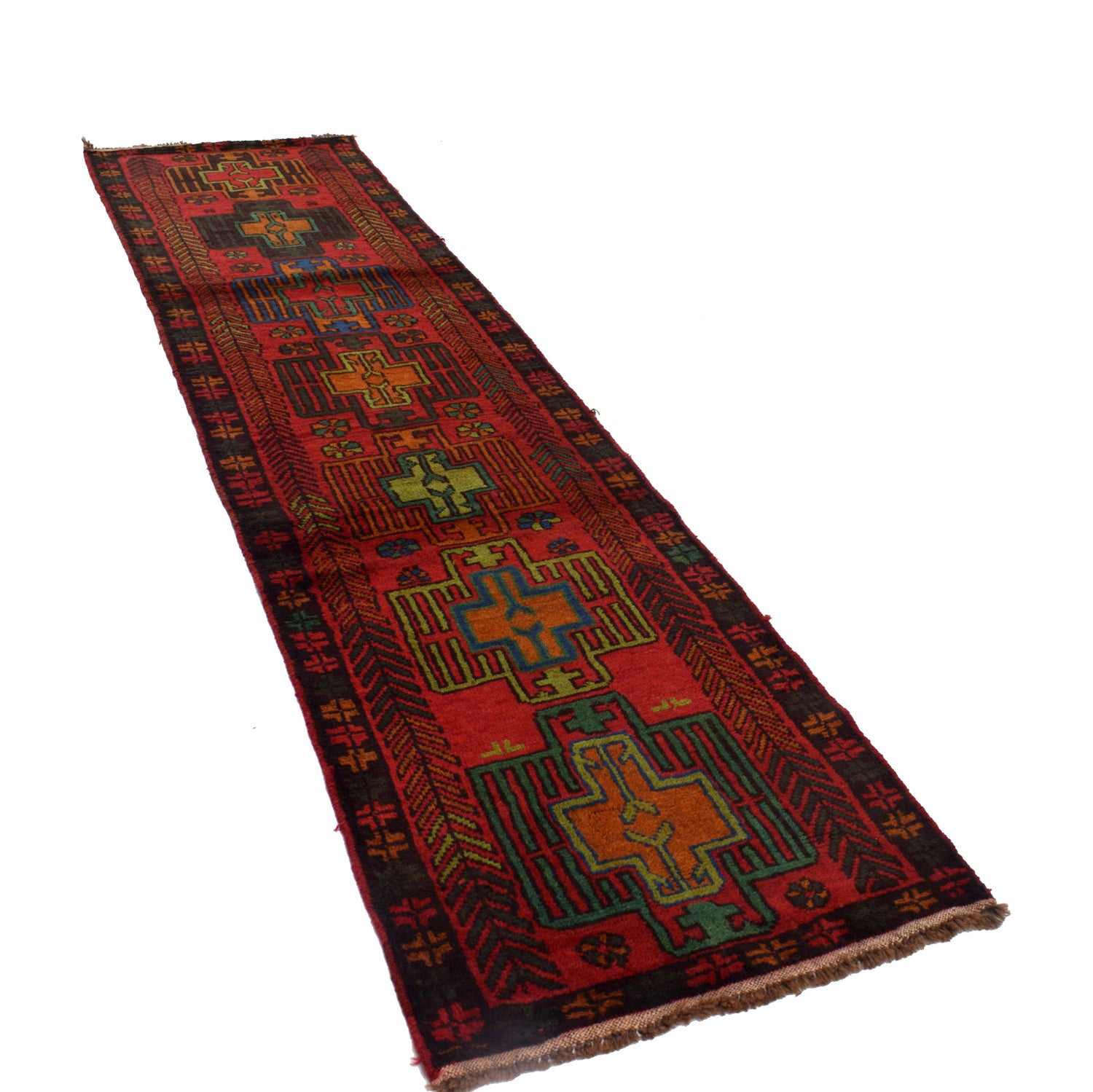 Hand-Knotted Baluchi Runner Rug 2' 7" x 10' 1" ft / 80 x 307 cm - No. B19300