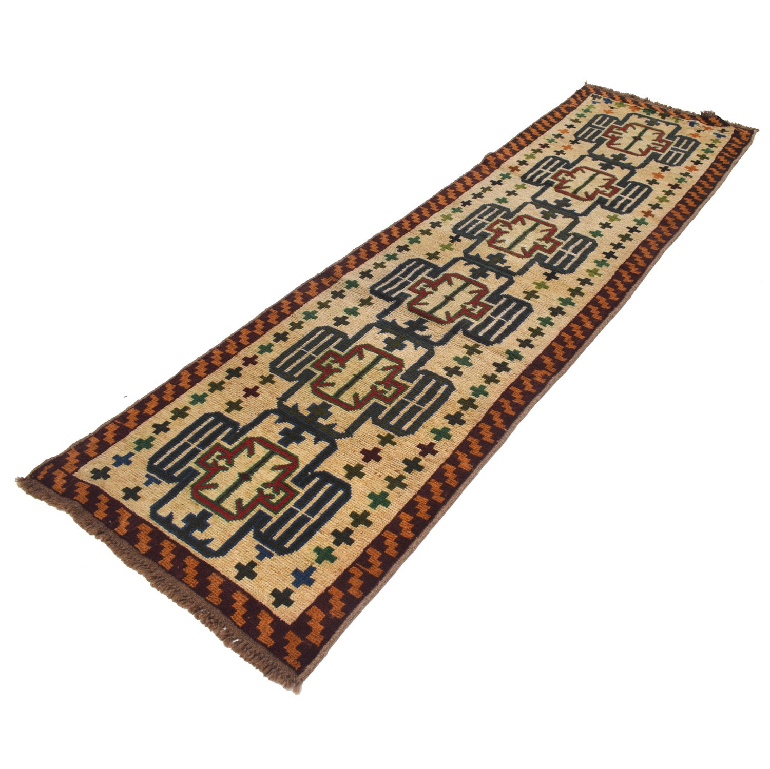 Hand-Knotted Baluchi Runner Rug 2' 7" x 9' 3" ft / 78 x 281 cm - No. B19301
