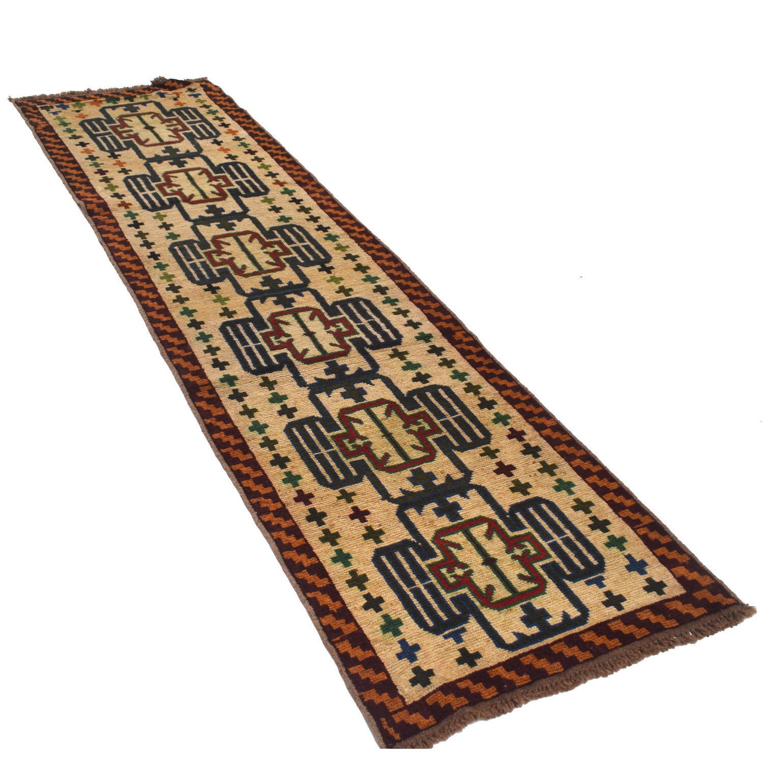 Hand-Knotted Baluchi Runner Rug 2' 7" x 9' 3" ft / 78 x 281 cm - No. B19301