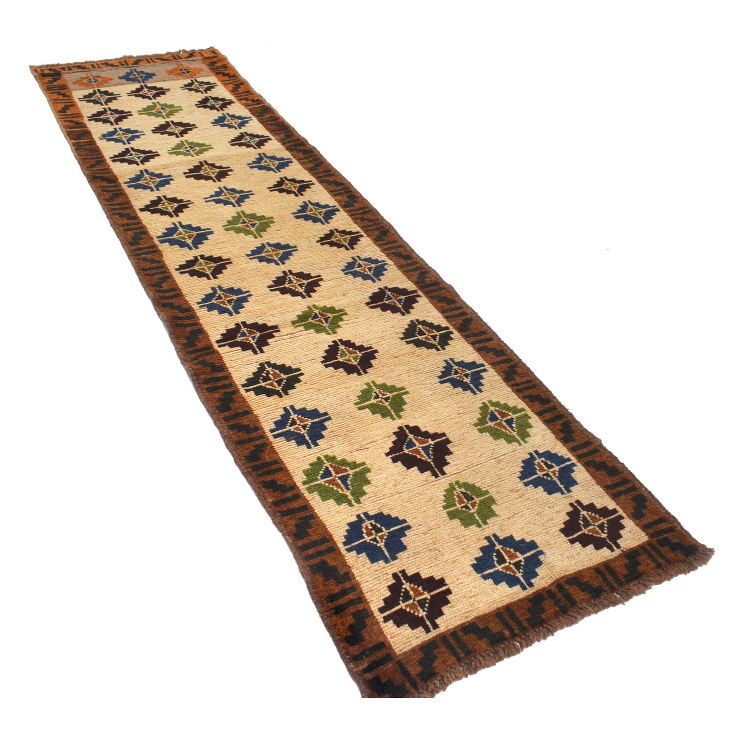 Hand-Knotted Baluchi Runner Rug 2' 6" x 9' 6" ft / 77 x 290 cm - No. B19302