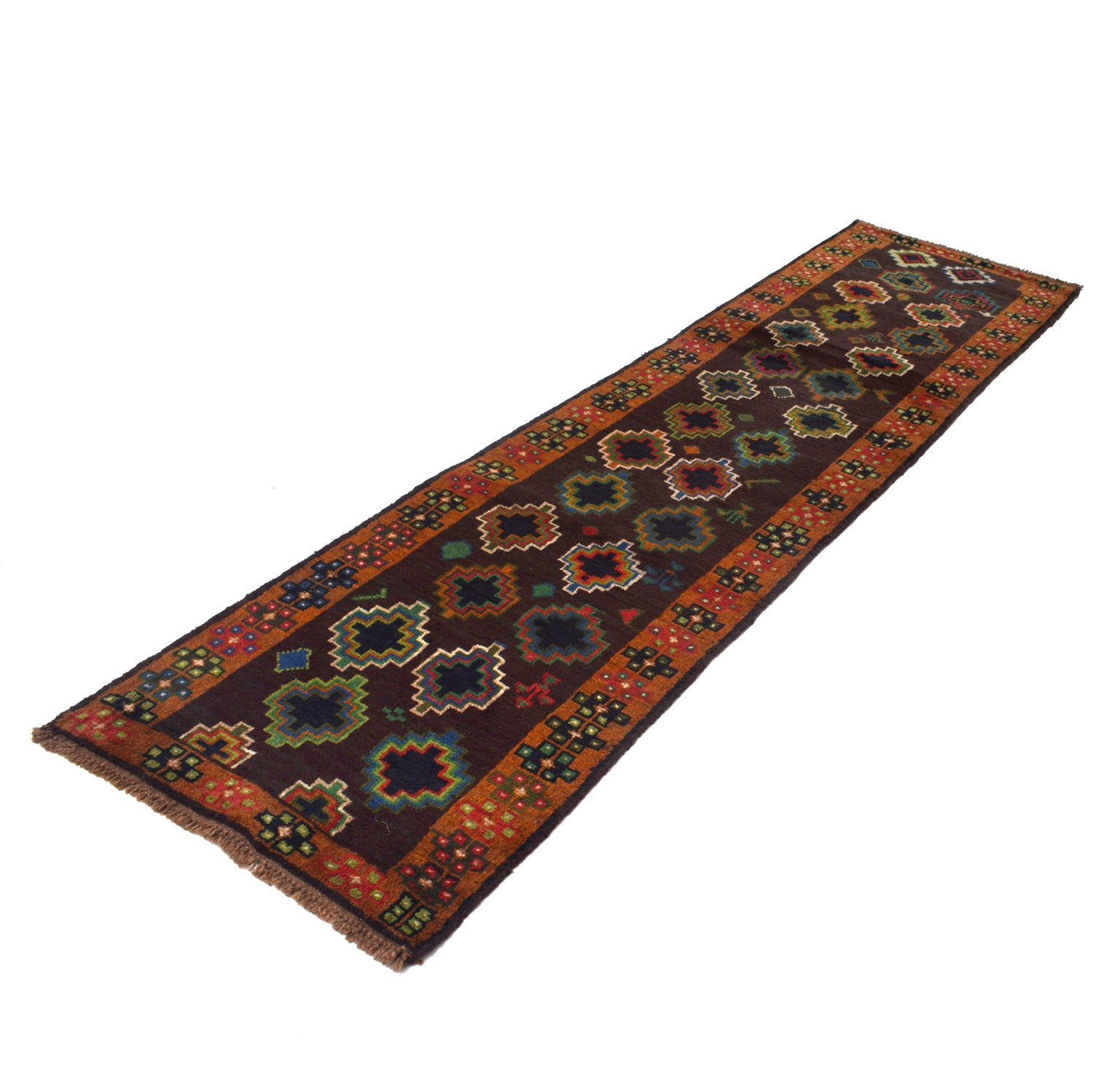 Hand-Knotted Baluchi Runner Rug 2' 7" x 9' 11" ft / 80 x 302 cm - No. B19303
