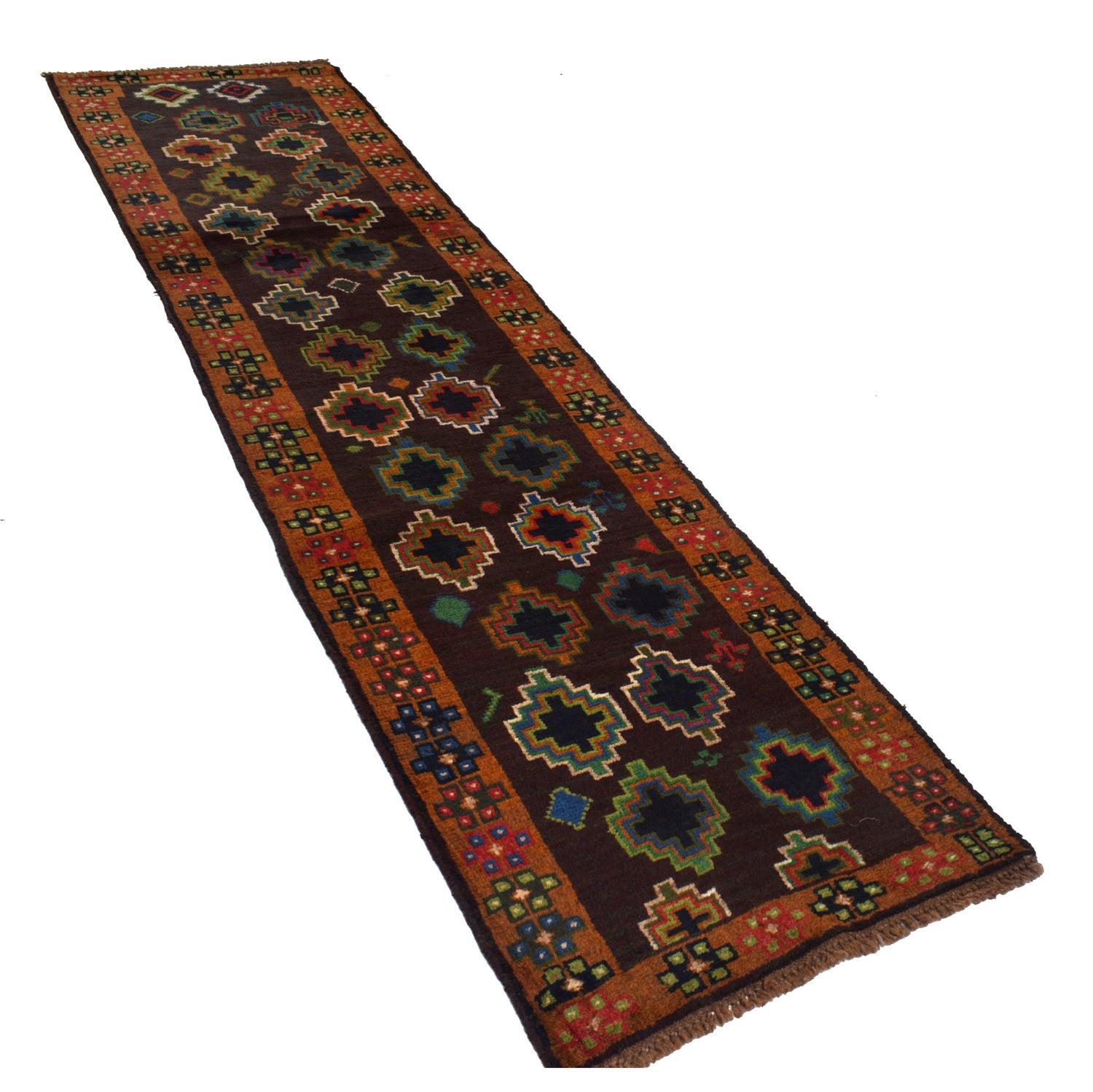 Hand-Knotted Baluchi Runner Rug 2' 7" x 9' 11" ft / 80 x 302 cm - No. B19303