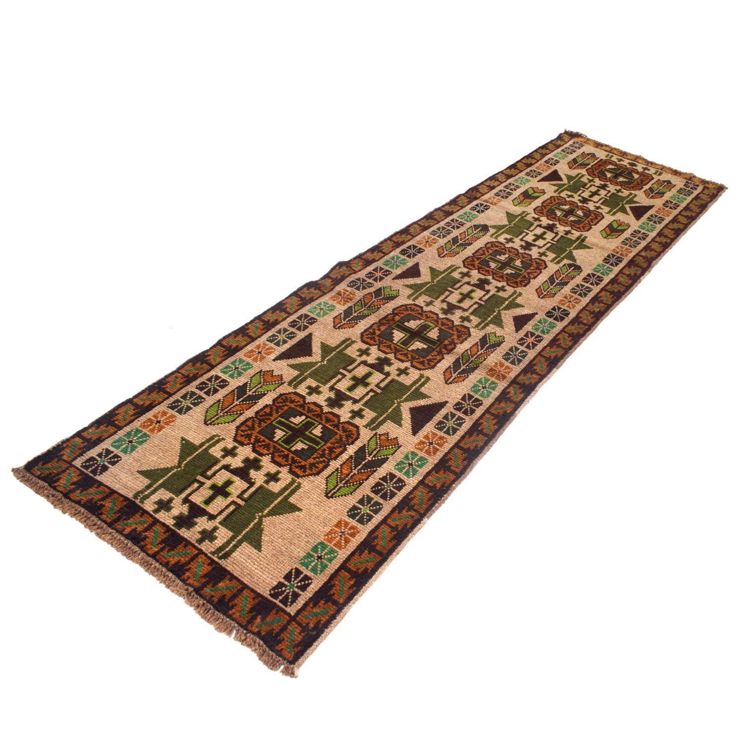 Hand-Knotted Baluchi Runner Rug 2' 8" x 9' 6" ft / 81 x 290 cm - No. B19304