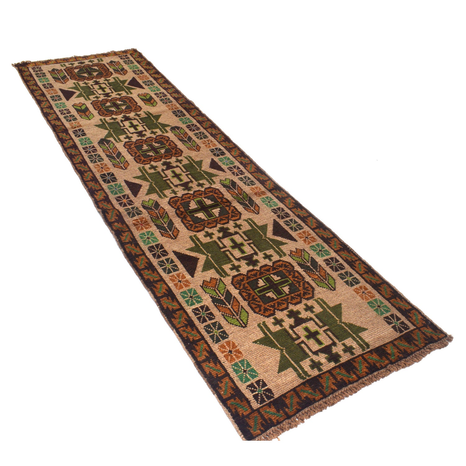 Hand-Knotted Baluchi Runner Rug 2' 8" x 9' 6" ft / 81 x 290 cm - No. B19304