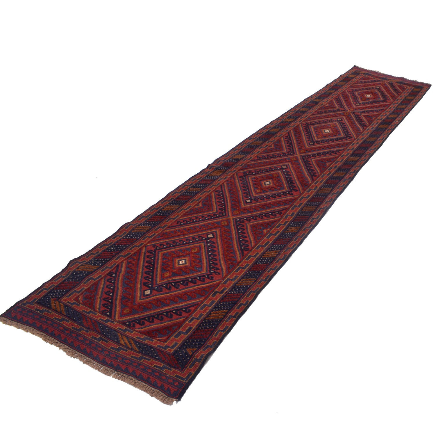 Hand Knotted Mashwani Runner 2' 7" x 12' 4" ft / 78 x 376 cm - No. B19315